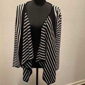 Alfani Black and White Striped Cardigan